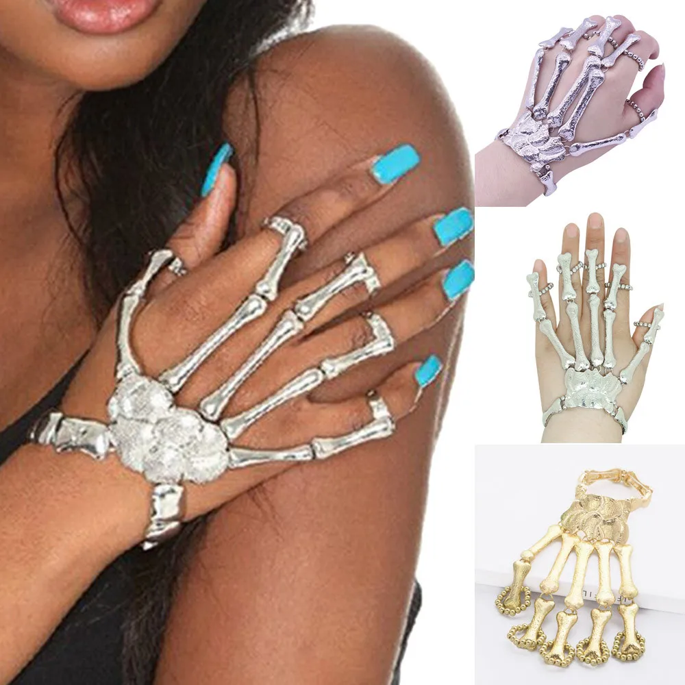 

Halloween Props Gift Nightclub Party Punk Finger Bracelet Gothic Glove Metal 15*7cm Fashion Halloween Glove #P30