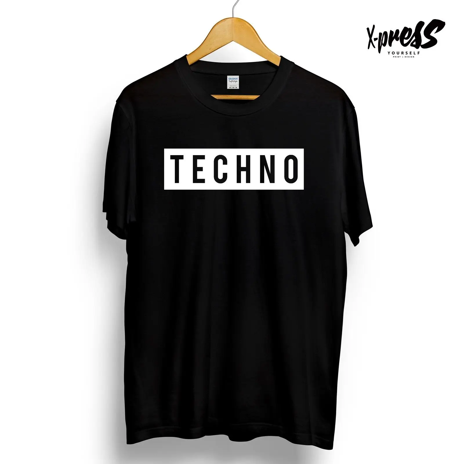 TECHNO BLOCK Graphic Slogan Printed T-Shirt Tee Top Black Underground Detroit 100% cotton tee shirt tops wholesale | Мужская одежда