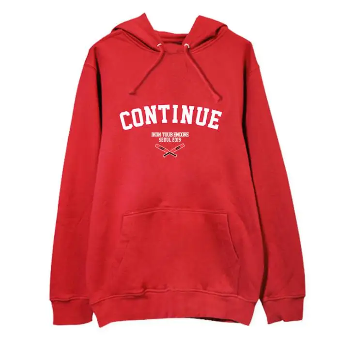 fleece Новое поступление kpop ikon Тур encore продолжить же печать толстовки унисекс мода флис/тонкий пуловер Толстовка - Цвет: fleece