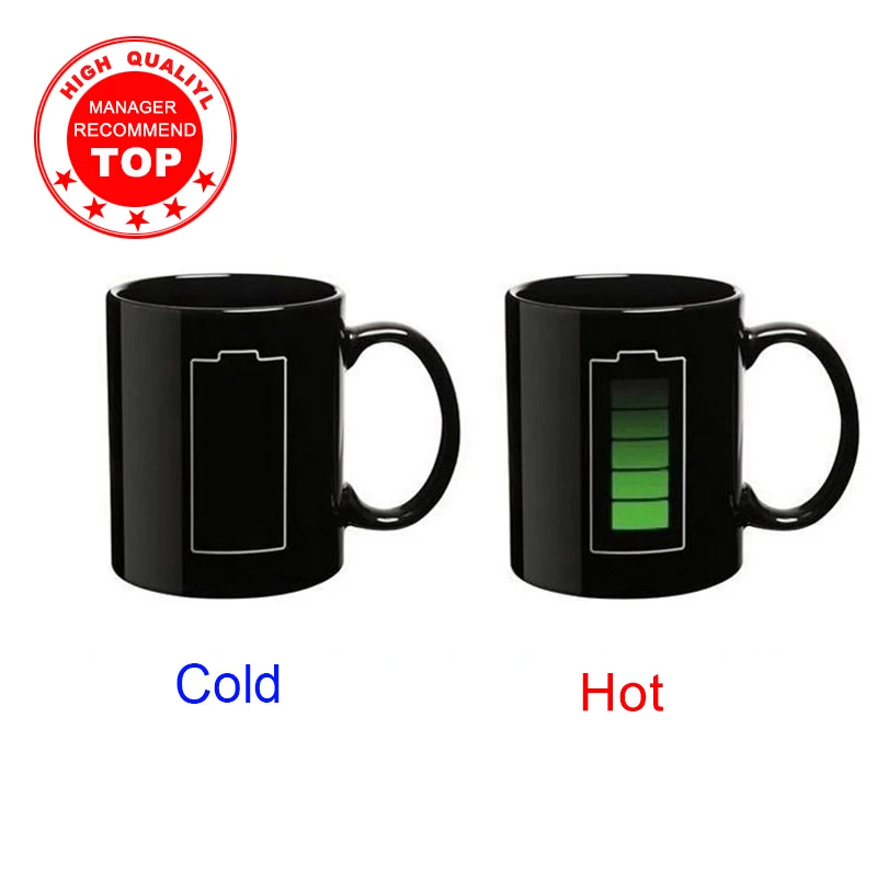 

Creative Battery Magic Mug Positive Energy Color Changing Cup Ceramic Discoloration Coffee Tea Milk Mugs Novelty Gifts