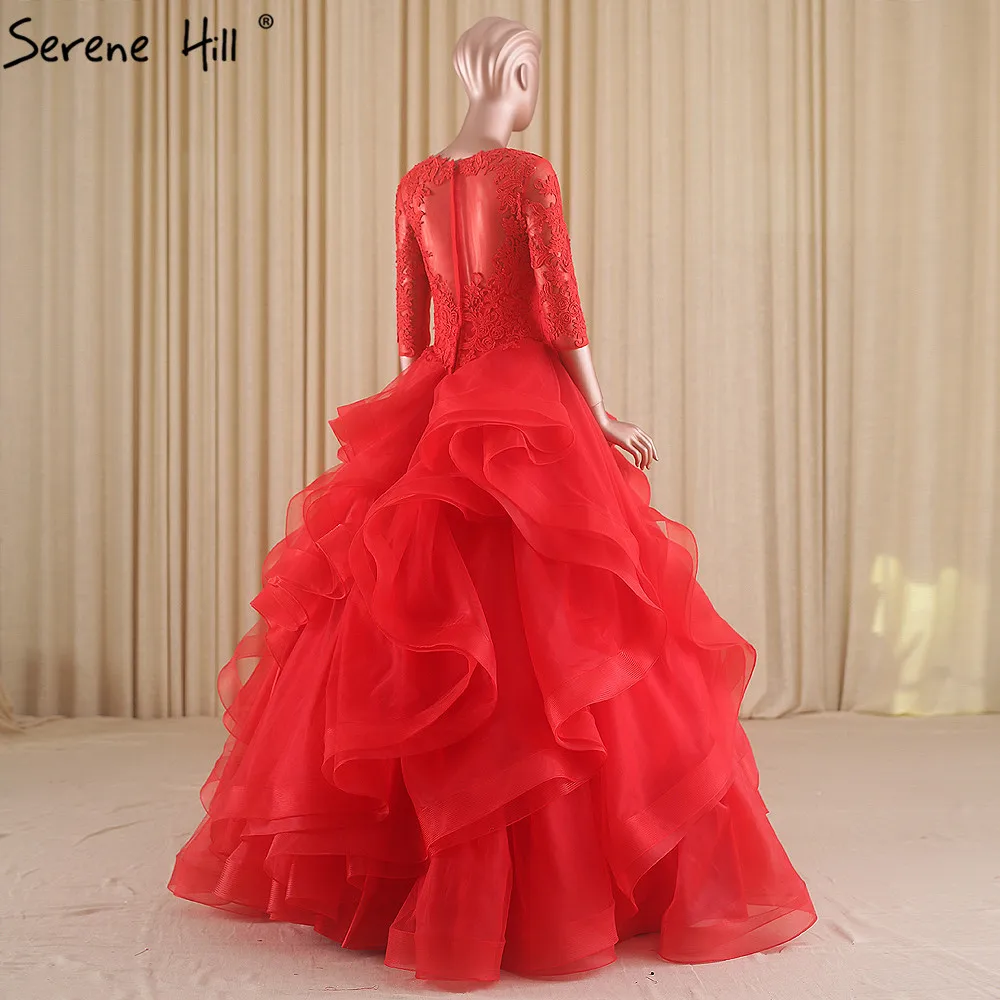 Robe De Mariee свадебное платье с короткими рукавами, большой красный цвет, аппликация, кружевное платье невесты, реальное изображение, Serene Хилл 66190