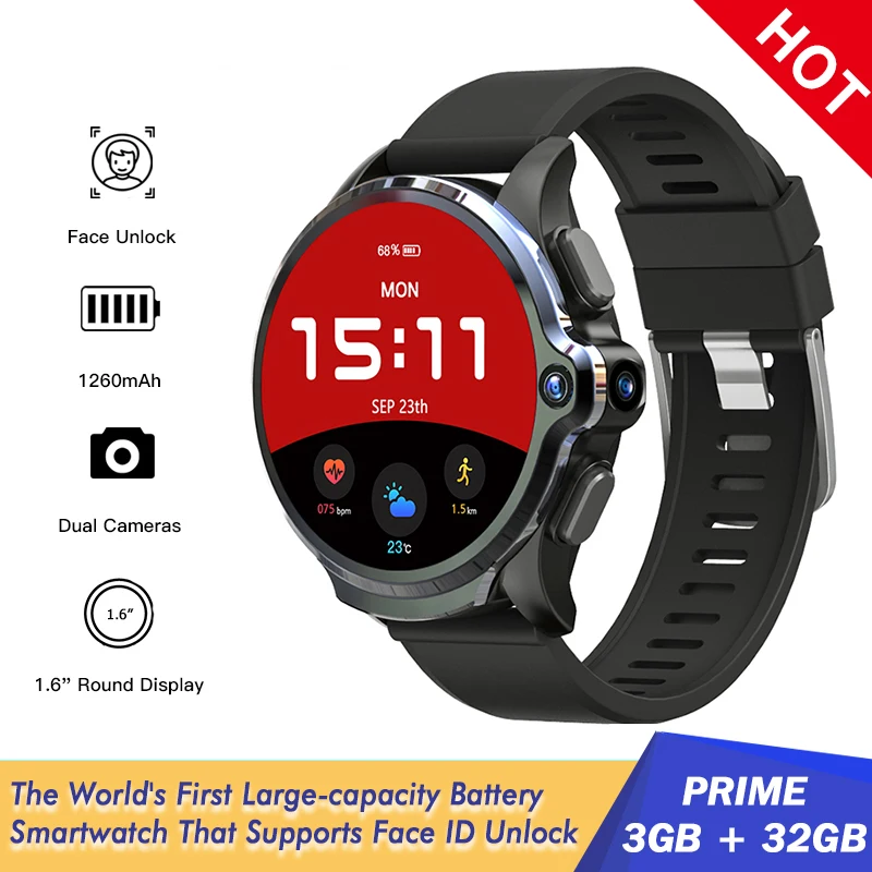 Смарт часы TIPTOP KOSPET PRIME 1 6 дюйма 1260 мАч HD Двойная камера распознавание лица GPS