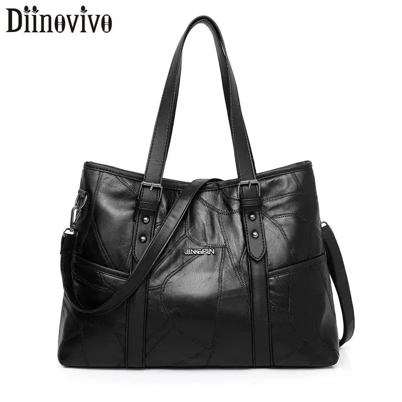 

DIINOVIVO Thread PU Leather Totes For Woman Handbags Crossbody Large Capacity Shoulder Bag Women Ladies Messenger Bag WHDV1278