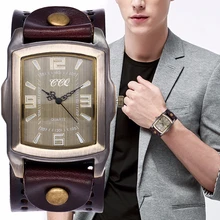 CCQ Брендовые мужские настоящие винтажные кожаные часы повседневные мужские кварцевые часы Relogio Masculino
