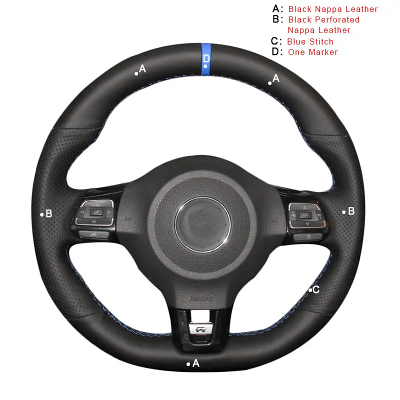 Top Layer Leather Авто оплетка на руле Крышка для Volkswagen Golf 6 GTI MK6 VW Polo GT Scirocco R Passat CC R-Line 2010 DIY автомобильные чехлы - Название цвета: Top Layer Leather