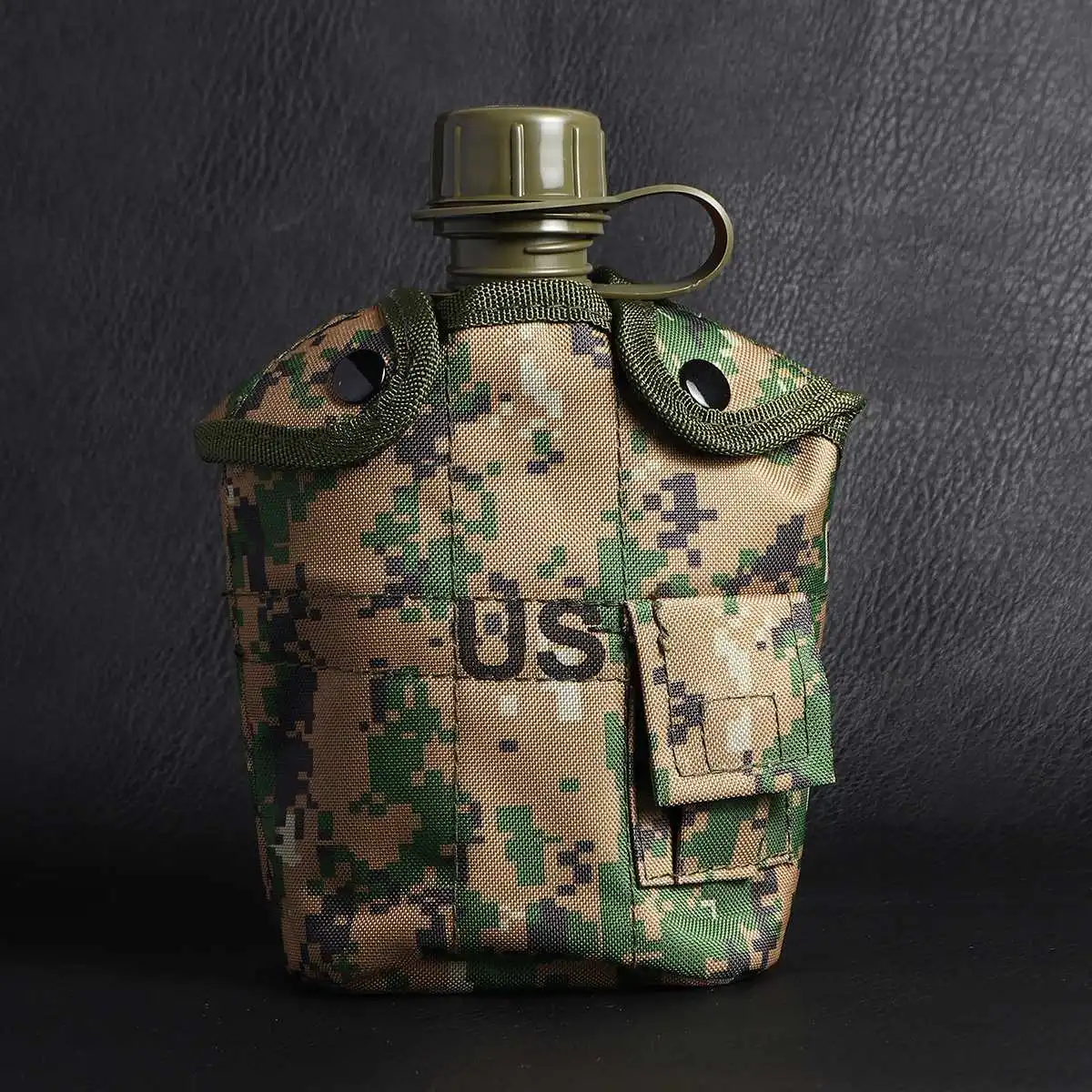 Heavy Cover Army Water Bottle Aluminum Cooking Cup Military Canteen Camping Hiking Survival Kettle