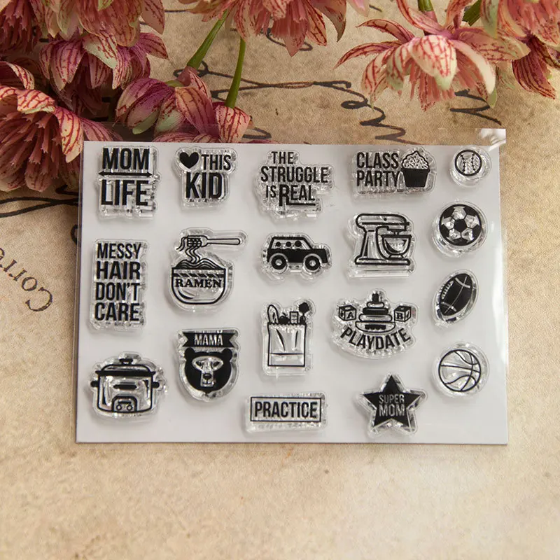 CLEAR STAMPS Small Icon Family Life Letters Cutting Dies Scrapbook Card Paper Craft SiliconTransparent Stamps05