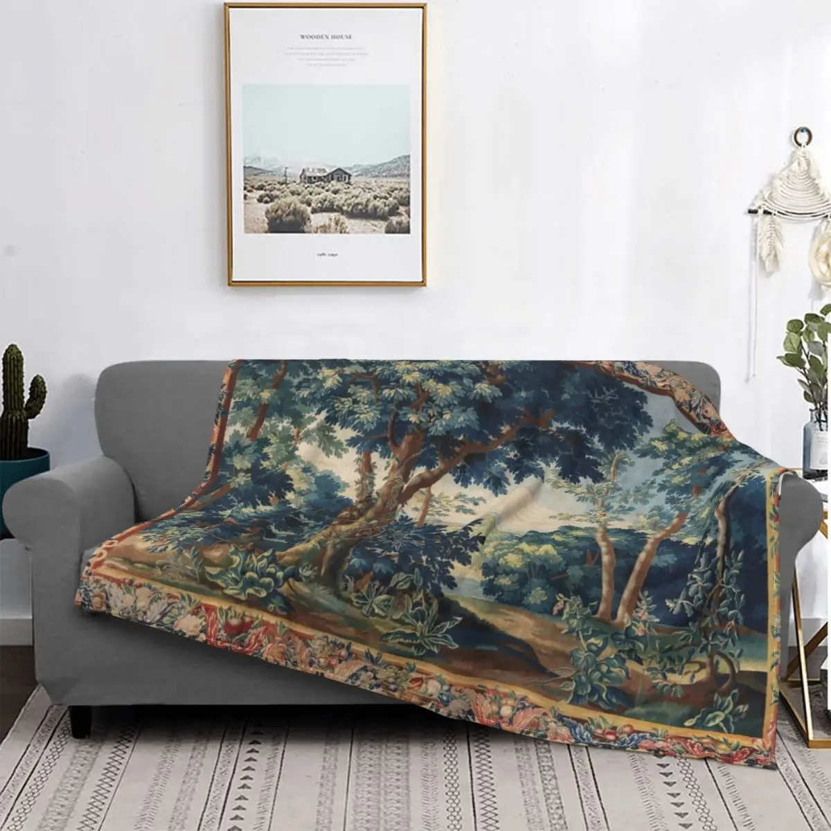 Greenery Trees In Woodland Landscape Blanket Fleece Nature Breathable