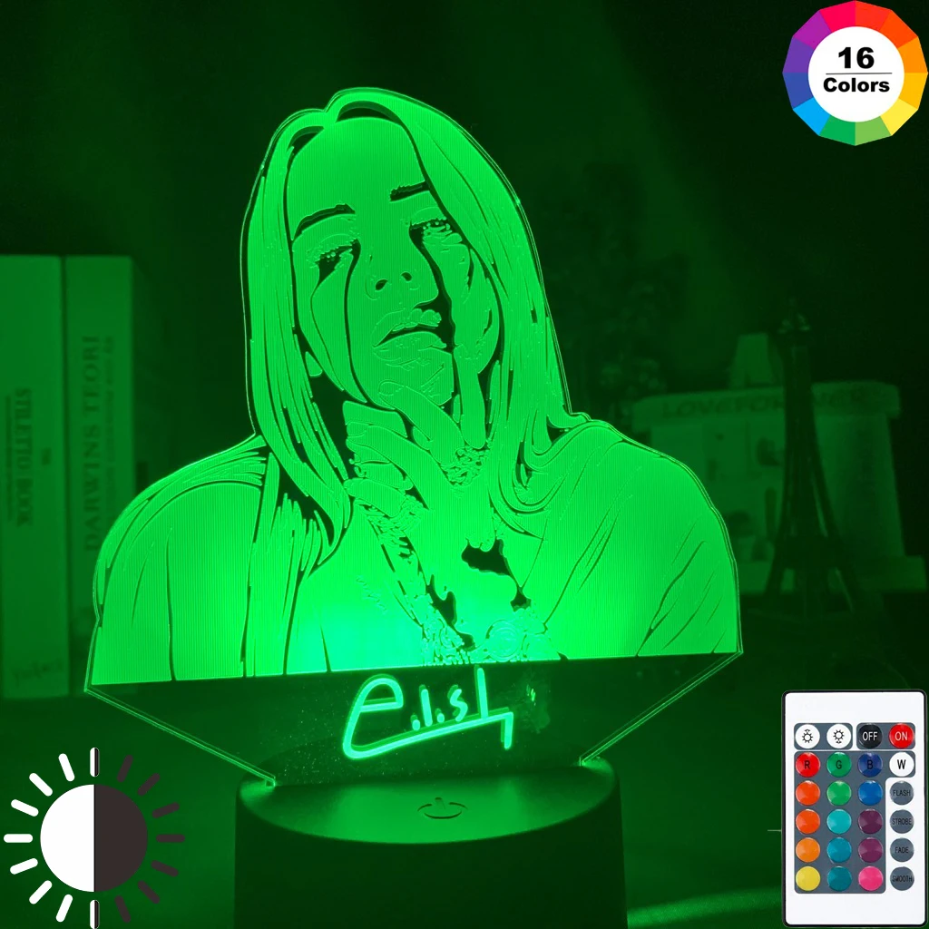 Американский певец-сочинитель Billie Eilish фигура светодиодный ночной Светильник для фанатов подарок для офиса домашний декоративный Ночной светильник прикроватная лампа для спальни