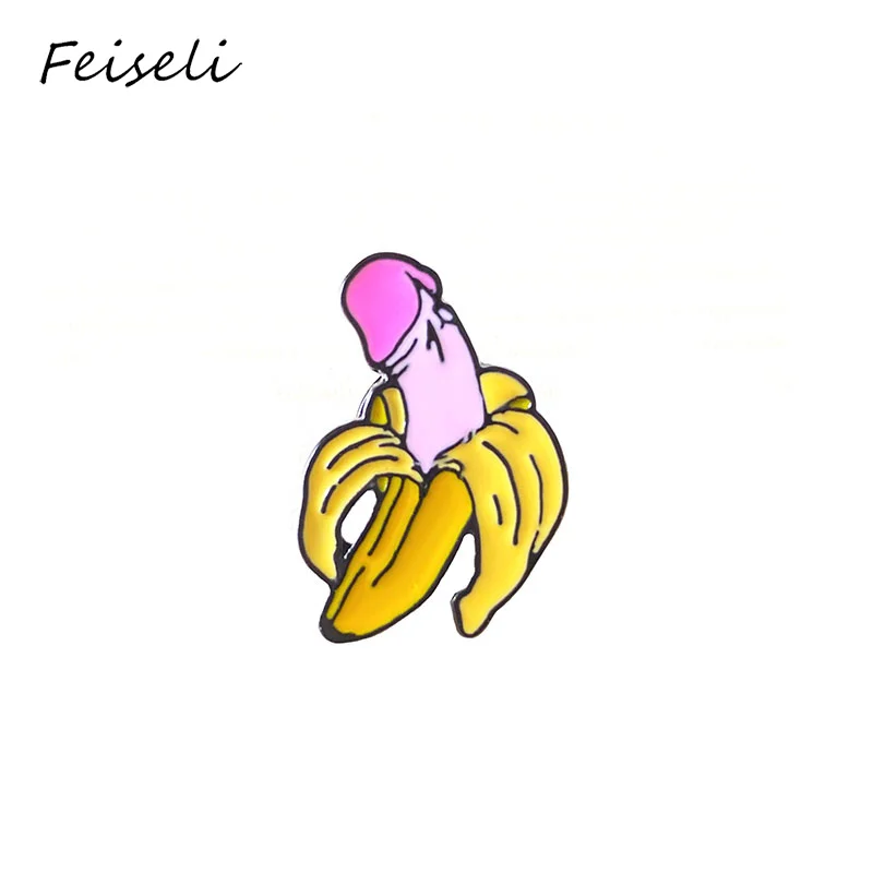 6 Feiseli Creative Funny Dick Banana Shape Brooch Pins Hot Sale Denim T Shirt Metal Badge Fashion Jewelry Gift For Friends - Окраска металла: 6