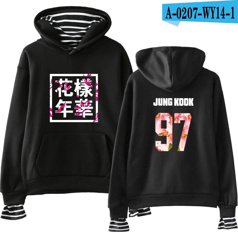 black Bangtan мальчики kpop JUNG KOOK JIN V пуловер кепки поддельные две части толстовки кофты для женщин/мужчин хип хоп Kpop Harajuku одежда - Цвет: black
