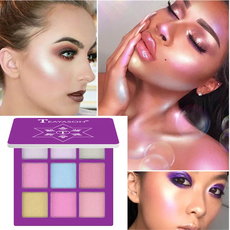 9 цветов блестящие тени для макияжа Pallete матовые тени для век Палитра мерцающий блеск алмазные тени для век порошок пигмент косметика TSLM1