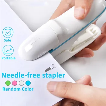 

Mini Hand-held Stapler Safe Stapleless Stapler Paper Stapling Stapler Free Staple Needleless Stapler for Business School Office