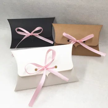 

20pcs Paper Brown/White/Black Gifts Packaging Boxes with Free Pink Ribbon,Wedding Party Favors Candy Box