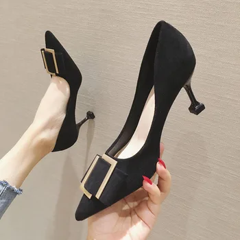 

High Heels Shoes Women Pumps Sexy Party Shoes Spring Pointed Toe Thick High Heels Slip On Shoes zapatos mujer