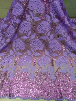 

Classy Latest African Mesh Lace Fabric Embroiderey Sequins Beads French Tulle Laces Fabric For Nigerian Wedding Party F0003