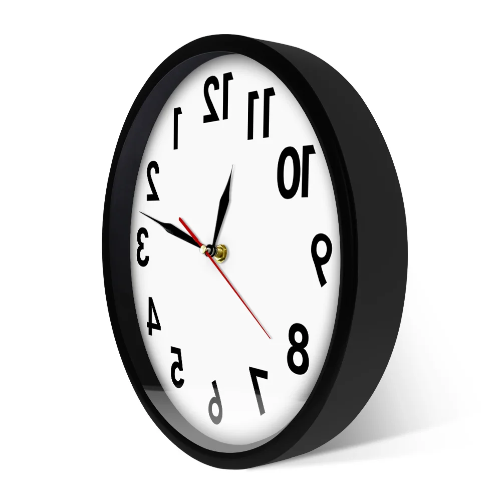 Reverse Unusual Numbers Backwards Modern Decorative Wall Clock Watch Excellent Timepiece For Your Wall Just6F