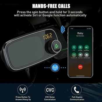 

Car Bluetooth FM Transmitter with Magnetic Phone Holder QC 3.0 Charging MP3 Music Player DQ-Drop
