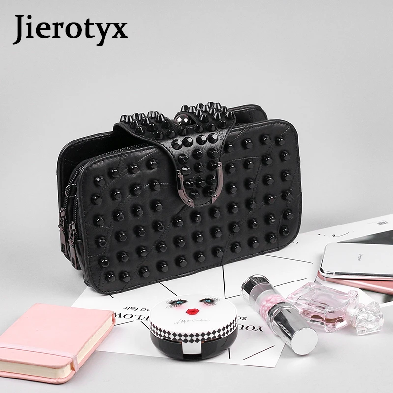 JIEROTYX, брендовые дизайнерские сумки, женская сумка, модная, новая, с заклепками, сумка на плечо, маленькая, квадратная, сумочка, повседневные клатчи, Bolsos Mujer