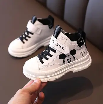 

Disney Brand Children Baby Shoes For Boys Girls Pu Leather Cartoon Mickey Mouse Kids Sneaker Toddler Sport Shoes Baby Boots