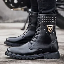 Ботинки martin; мужские теплые ботинки в британском стиле с заклепками; мужские высокие ботинки