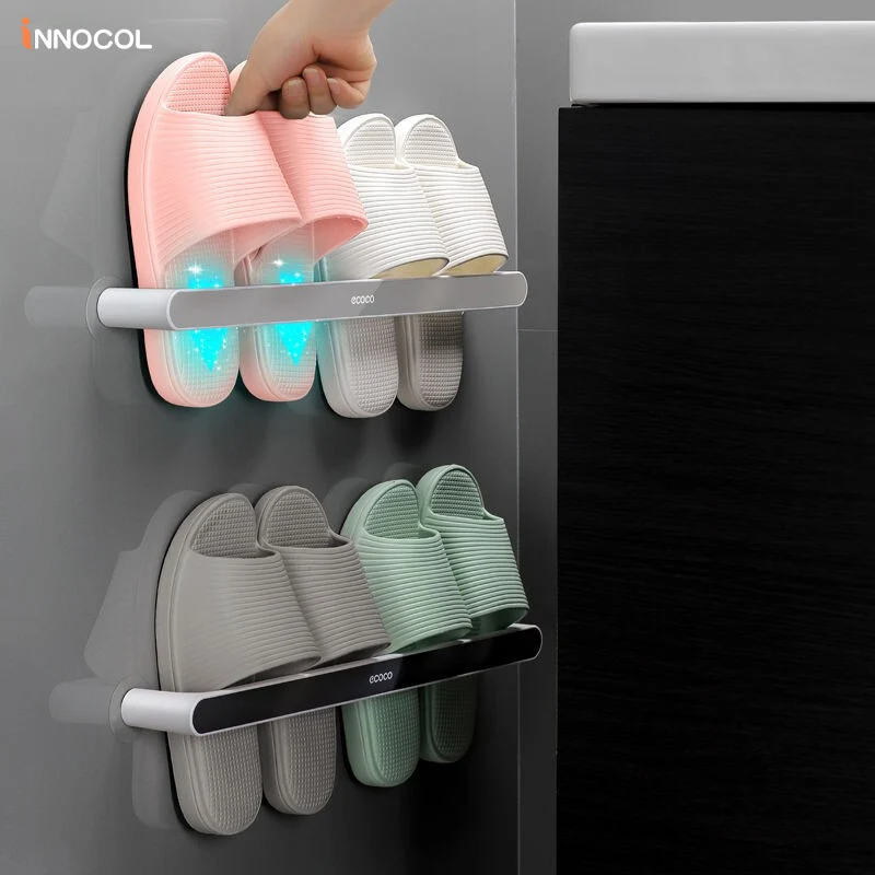 Bathroom Shoe Rack Organizer Slippers Wall Mounted Hanger Holder Drain Storage Towel Racks Self Adhesive Hanging Shoes Cabinets | Дом и сад