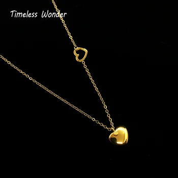 

Timeless Wonder Titanium Heart Charm Chains Choker Necklace Women Jewelry Stainless Steel Punk Designer Top Cute Kpop Ins 6352