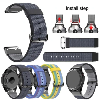 

Nylon Stripe Watch Band for Garmin Fenix 3 HR 5 5X Plus 6 6X Pro Forerunner 935 945 Quick Release Replacement Wristband 22 26mm