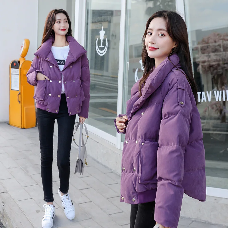 

New Style Korean-style WOMEN'S Cotton-padded Clothes Irregular Hem Elegant Solid Color 2018 Winter Women's Season Cotton-padded