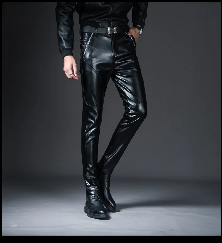 Мужские брюки из более плотной и плюшевой кожи; брюки для мужчин; брюки для подростков; модная модель