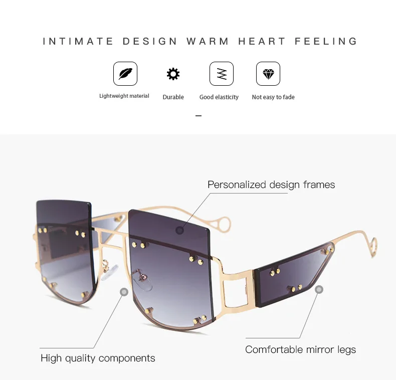 Новое поступление, квадратные солнцезащитные очки в стиле стимпанк Rihann для женщин и мужчин, градиентная оправа из сплава, солнцезащитные очки для женщин, gafas de sol mujer17241