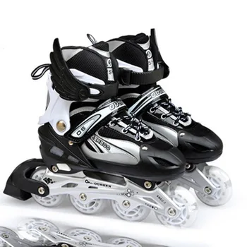 

New adult black inline skates roller skates adjustable aluminum bracket