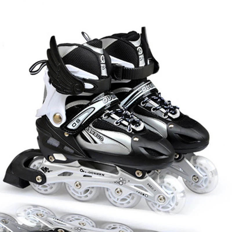 Patines en para adulto, patines ruedas, soporte de aluminio ajustable, color negro, - AliExpress