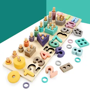 

Montessori Early Education Logarithmic Board Five Sets Of Column Shape Cognitive Building Blocks Assembling Toys Math Board