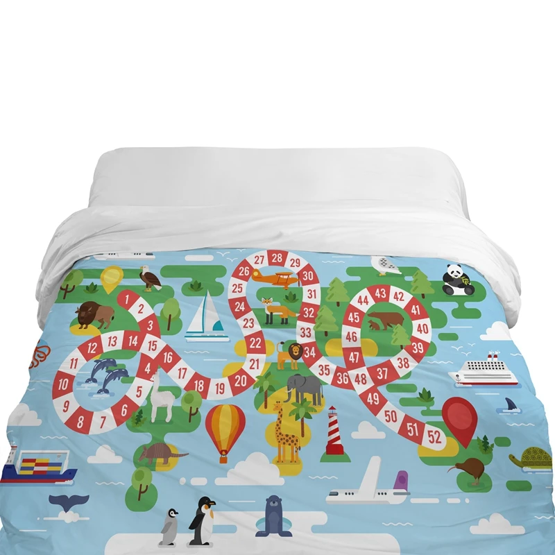 3D мультяшный пододеяльник, одеяло/покрывало для детей/малышей/детей, пододеяльник для 90/150/135 кровати, постельные принадлежности животных зоо - Цвет: Cartoon map 01