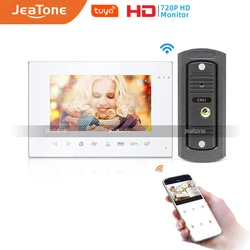 Jeatone interfone com vídeo e monitor wi fi, tela de 7 polegadas, suporta controle remoto, detecção de movimento, intercomunicação com vários idiomas