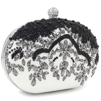 

Black High-Grade Beaded Evening Bag Handmade Pearl Diamond Evening Bag Evening Dinner Clutch