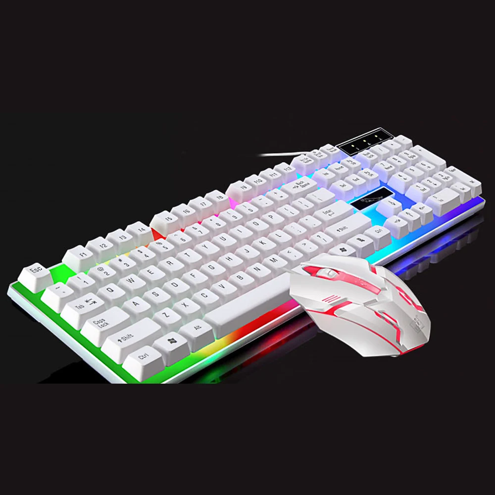 

G21 USB Wired Keyboard Mouse Set LED Rainbow Color Backlight Gaming Computer Mouse Keyboard