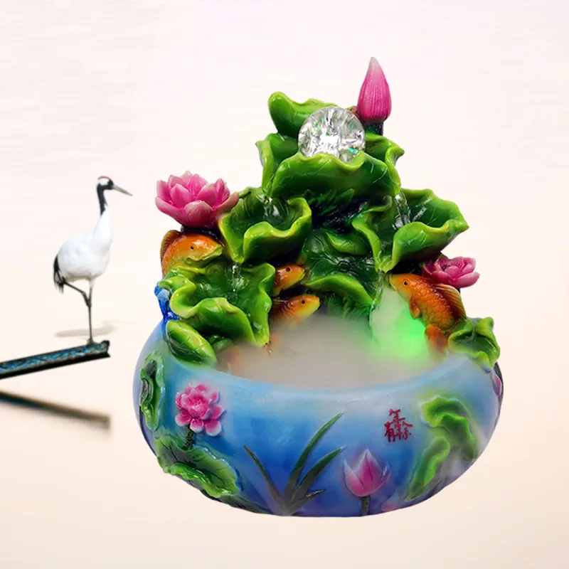

Lotus Transfer Ball Lucky Water Fountain Feng Shui Ornament Humidifier Living Room Decoration Office Fish Tank Opening Gift