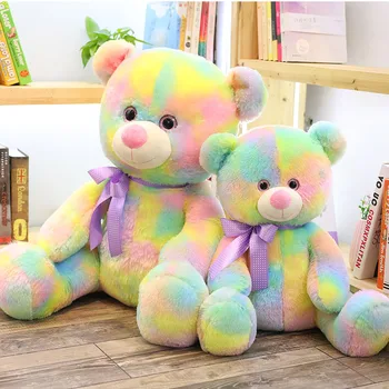 

2020 Hot Sale Teddy Bear Candy Color Rainbow Plush Stuffed Animal Teddy Bear Toy Kids Children Holiday Gifts