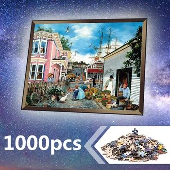 

1000pcs DIY Wharf Town Picture Puzzle Educational Assembling Adults Jigsaw Stunt Model Kids Learning Toy Interactive Toys