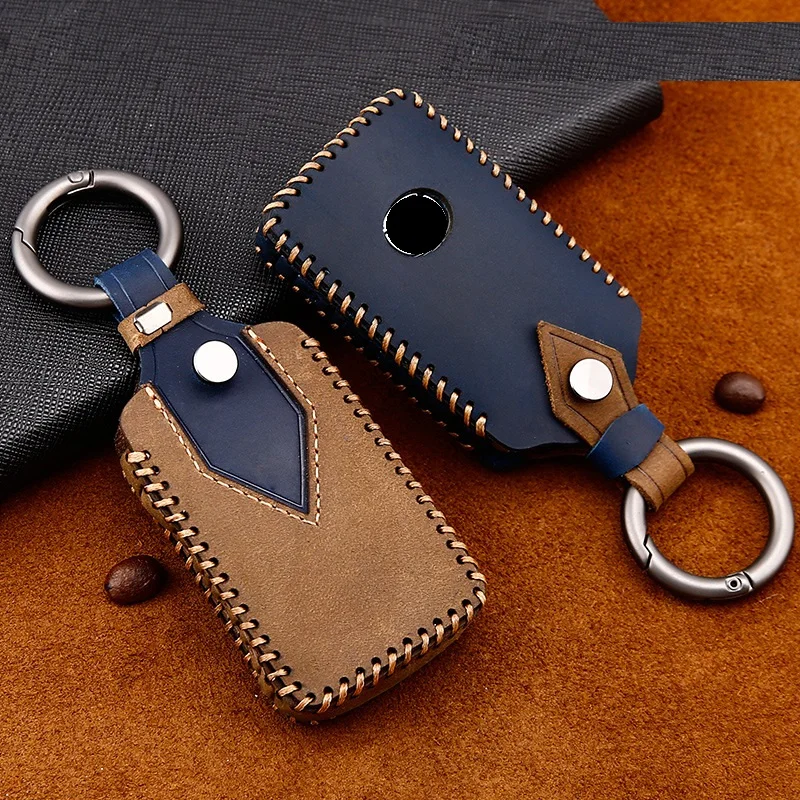 

Genuine Leather Handmade Car Key Cover key Case For Mazda 3 Alexa CX4 CX5 CX8 2019 2020 3Button Smart Remote Car Key