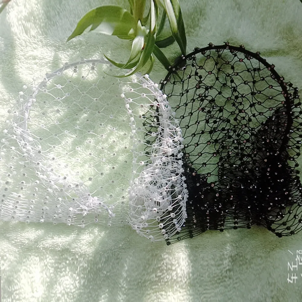 Mysterious Black Rhinestone Mesh Bridal Hair Hoop Headband Hair Jewelry for Women Crystal Birdcage Cover Face Hair Accessories