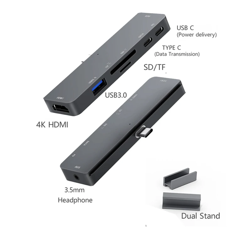 USB C Hub Type C Adapter 4K HDMI USB-C PD TF SD USB 3.0 3.5mm Jack Port AUX USB Type C Dock for iPad Pro 2018 Macbook Pro/Air
