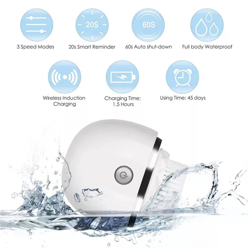 

Silicone Waterproof Sound Wave Vibration Cleaning Instrument Mini Electric Cleansing Brush Deep Intelligent Anti-Aging Cleansing
