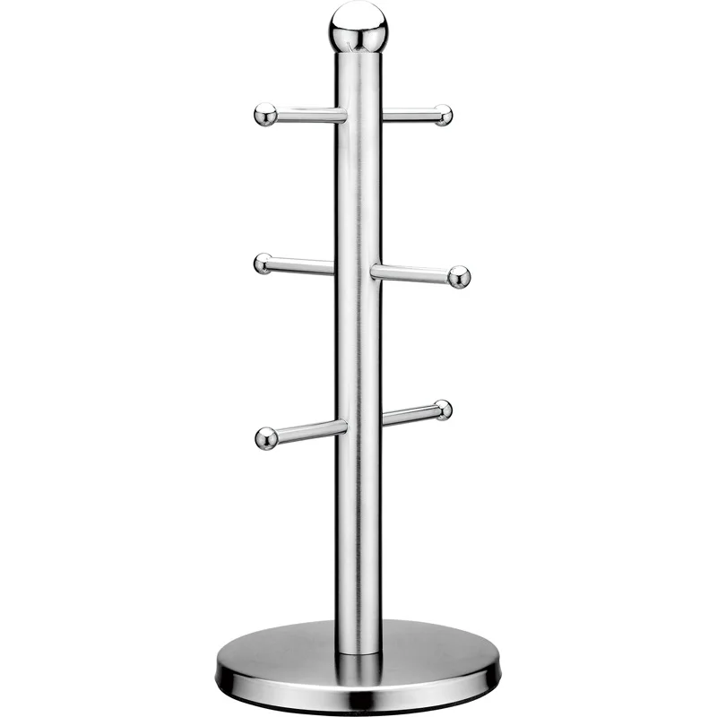 

Kitchen Craft-Deluxe Mug Tree With 6 Hooks,Stainless-Steel,Silver,15 x 15 x 35Cm