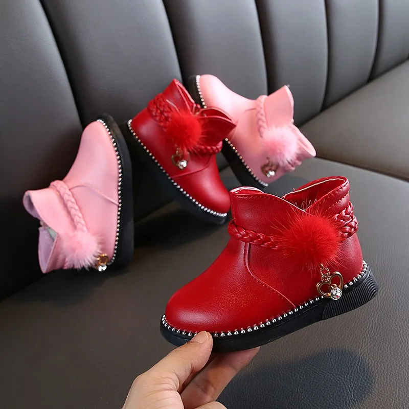 Fashion New Kids Warm Boots Children'S Waterproof Baby Boots Kids Shoes For Girl Ankle Boots Toddler Shoes Size 5.5 6.5 7 7.5 8