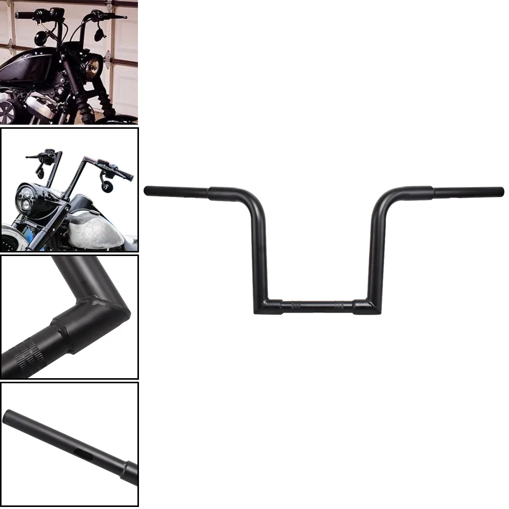 1" Rise 25 мм Широкие тяги хром черный руль мотоцикла вешалка жир бар для Harley Sportster Touring Dyna Bobber черный