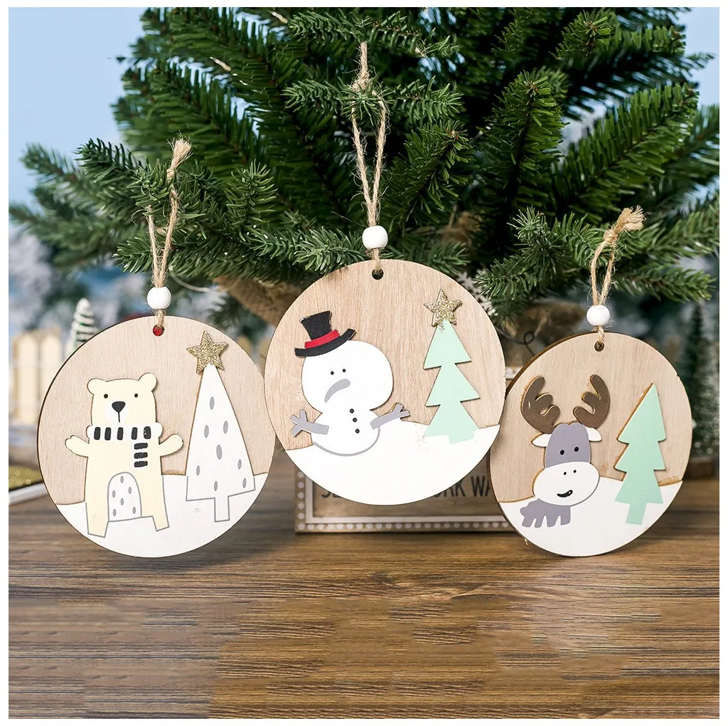 

Christmas Decorations Nordic Half-hollow Wooden Angel Hanging snowman Xmas Tree Decorations Christmas Decoration for Home Navida