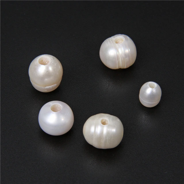 Natural White Freshwater Pearl Beads Large Hole, approx 11-12mm, 2mm hole,  33cm length (PB10099)